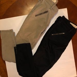 Anthropology olive & black zippered denim 26/2